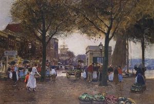 Marketplace In Amsterdam by Heinrich Hermanns