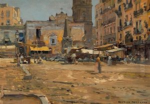 Markt In Neapel by Heinrich Hermanns