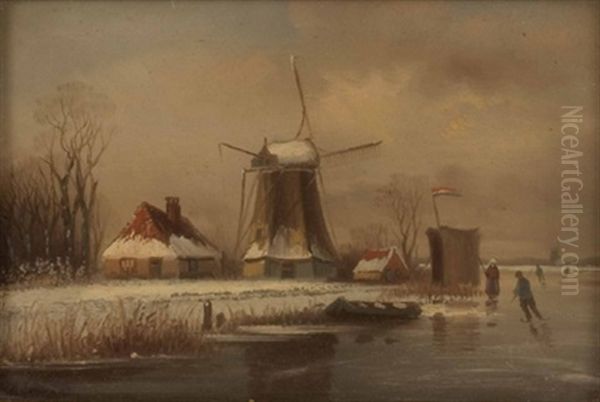 Winterlandschaft Mit Muhlen Und Eislaufern - view 1