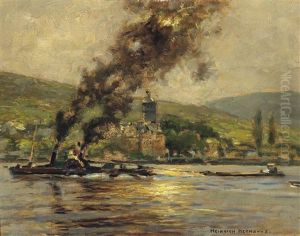 Schleppkahn Auf Dem Rhein by Heinrich Hermanns