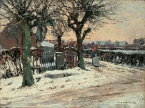 Winterliche Strassenszene by Heinrich Hermanns