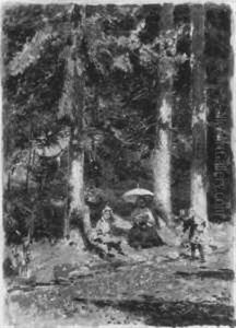 Die Rast Am Waldrand by Heinrich Hermanns