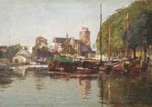 Im Hafen Von Dordrecht. Boote In Der Morgensonne by Heinrich Hermanns