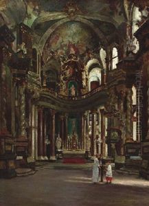 Blick Auf Den Altar Der Hofkapelle In Wurzburg by Heinrich Hermanns
