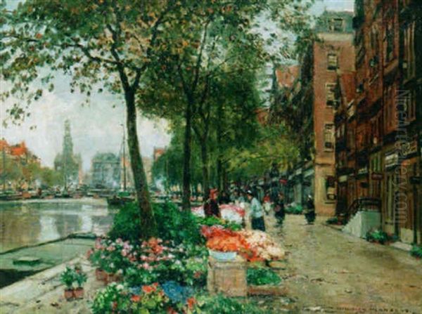 The Flower Market With The Munt Tower, Amsterdam - view 1