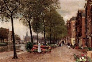 Blomstermarknad I Amsterdam by Heinrich Hermanns