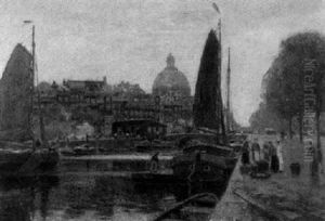 Gracht In Amsterdam by Heinrich Hermanns