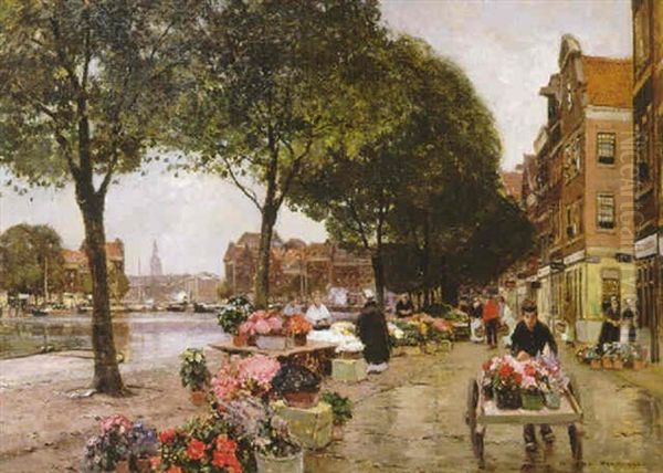 Blumenmarkt An Einer Gracht In Amsterdam - view 1