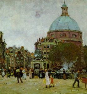 Stadtmotiv Mit Figurlicher Staffage