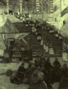 Eine Prozession Vor Der Kathedrale Von Toledo by Heinrich Hermanns