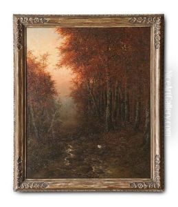 Herbstwald Im Abendrot by Rudolf Hermanns
