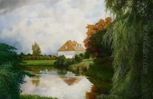 Grose Parklandschaft Mit Landhaus Und Weiher Bei Hannover