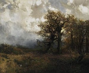 Patriarchen. Herbstlicher Wald Mit Grosen Eichen by Rudolf Hermanns