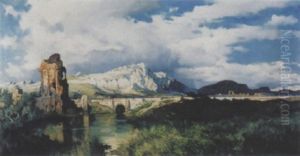 Flusslandschaft Mit Ruinen by Rudolf Hermanns