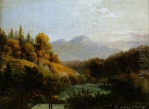 Waldlandschaft Mit Fluss by Josef Hermannstoerfer