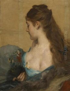 Jeune Femme A L'eventail Oriental by Charles Hermans