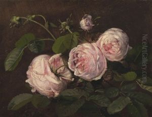 Still Life With Pink Roses by Olaf August Hermansen
