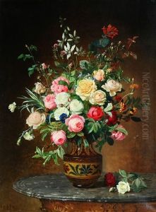 Flowers In A Vase On A Table Flowers In A Vase On A Table