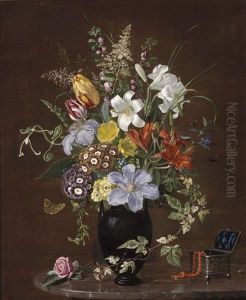 Still Life With Flowers On A Marble Table