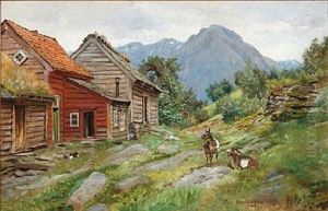 Norwegian Landscape From Utne In Hardanger, Norway by Olaf August Hermansen