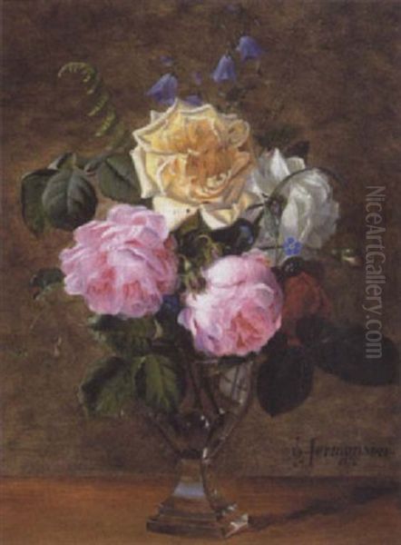 Roser Og Andre Blomster I En Vase - view 1