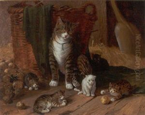 Staldinterior Med Kat Og Legende Kattekillinger