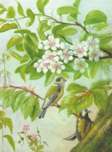 Blamejser Pa En Blomstrende Frugtgren