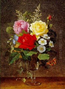 Opstilling Med Blomster I En Glaspokal by Olaf August Hermansen