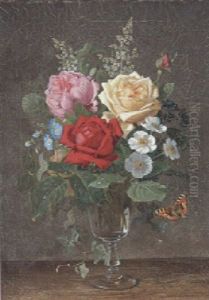 Roses And Other Flowers In A Glass Vase Roses And Other Flowers In A Glass Vase
