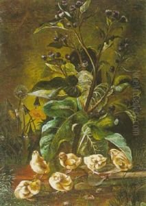 Still Life With Chicks And A Thistle