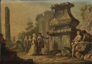 Caprice Architectural Avec Des Elegants Se Promenant by Jean Barbault