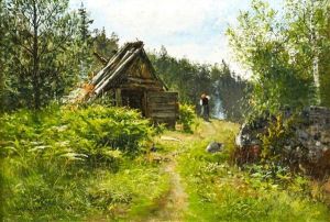 Landskap Med Figur Vid Ryggasstuga by Olof Hermelin