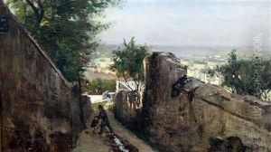 Mont Martre Street Scene With Policeman Scolding A Boy