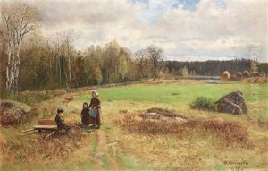 Varlandskap Med Figurer by Olof Hermelin