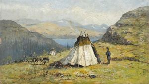 Berglandschaft Mit Soldaten Im Zelt by Olof Hermelin