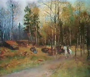 Ridande Sallskap I Bjorkskog by Olof Hermelin