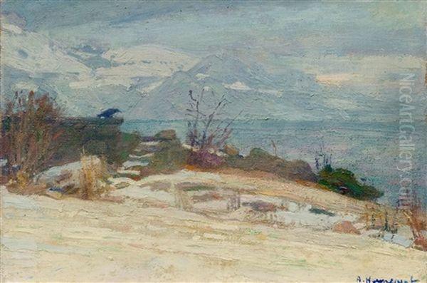 Seascape In Winter. Verso: Lyre Player - view 1