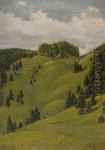 Bewaldete Hugellandschaft by Abraham Hermenjat