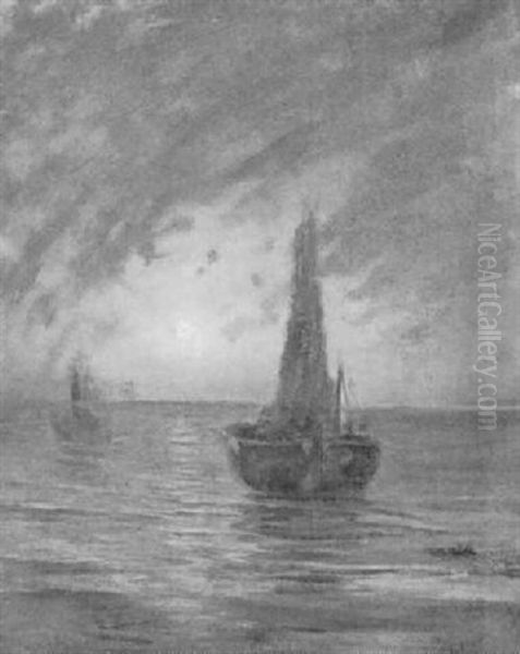 Boote In Dunung Bei Vollmond - view 1