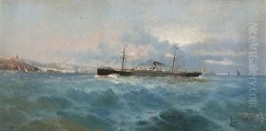 Marina Con Buque by Francisco Hernandez Monjo