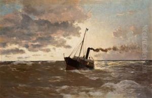 Marina Con Barco by Francisco Hernandez Monjo