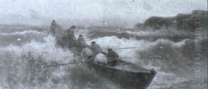 Barca En La Tempestad by Francisco Hernandez Monjo