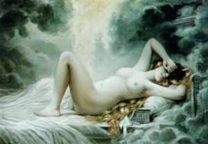 Liegender Weiblicher Akt, Seitlich Schmuckschatulle by Alois Hernick