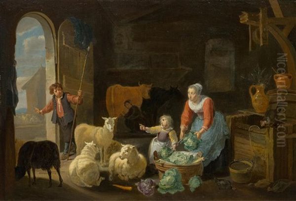 Stable Interior With A Maid And Two Children - view 1