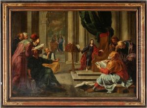 Jesus Undervisar I Templet by Willem van, the Elder Herp
