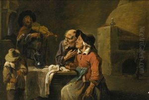 Der Bettelmusikant In Der Bauernstube by Willem van, the Elder Herp