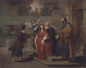 Angels Preparing The Virgin For The Presentation In The Temple by Willem van, the Elder Herp