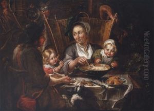 A Peasant Family At Dinner