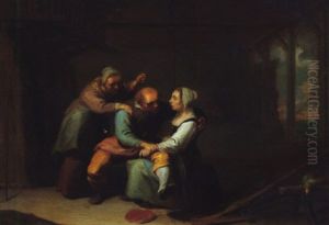 An Interior With A Procuress, An Old Man And A Girl by Willem van, the Elder Herp