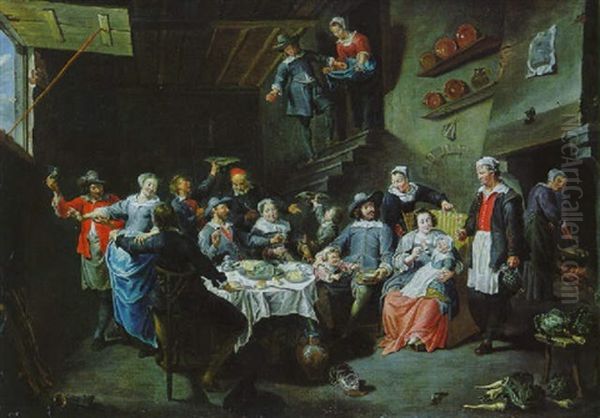 Interieur Mit Tafelnder Gesellschaft - view 1